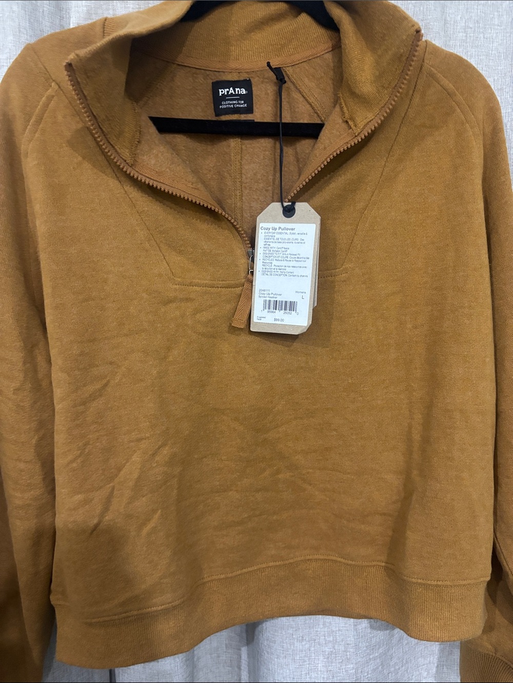 prAna women’s Cozy Zip Pullover Sweater - Spiced Heather